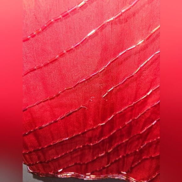 Vintage Mark & John by Sam Red 100% Pure Silk Beaded Sequined  Dress Size L - Picture 9 of 9